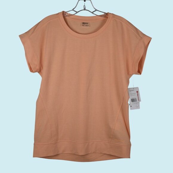 Marmot Top Women's Medium Sweet Apricot Heather Short Sleeve Athletic Fitted NWT - Picture 1 of 9